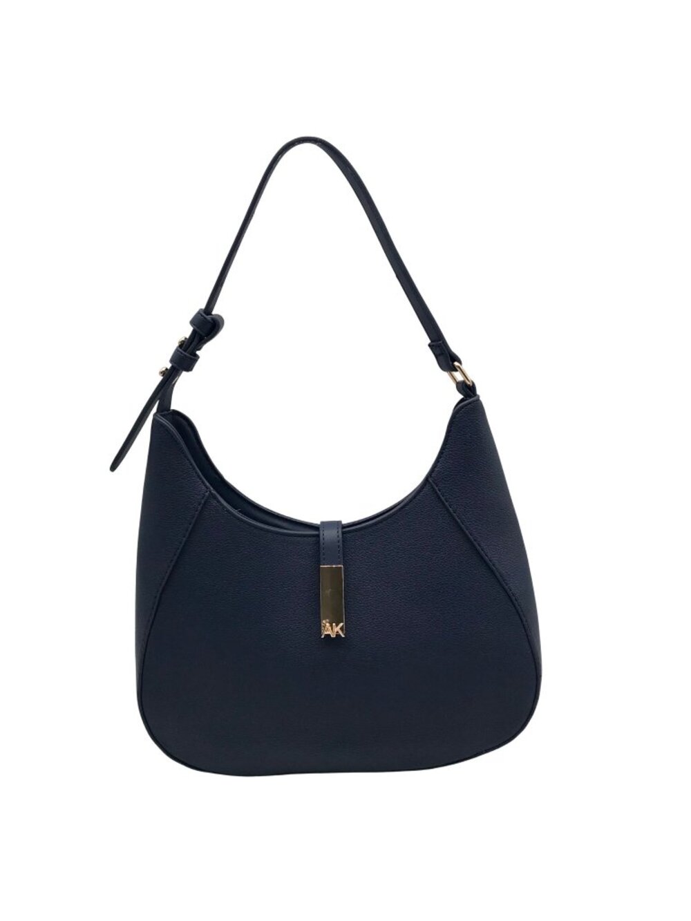 Anne Klein Navy Blue Pebbled Faux Leather Shoulder Bag